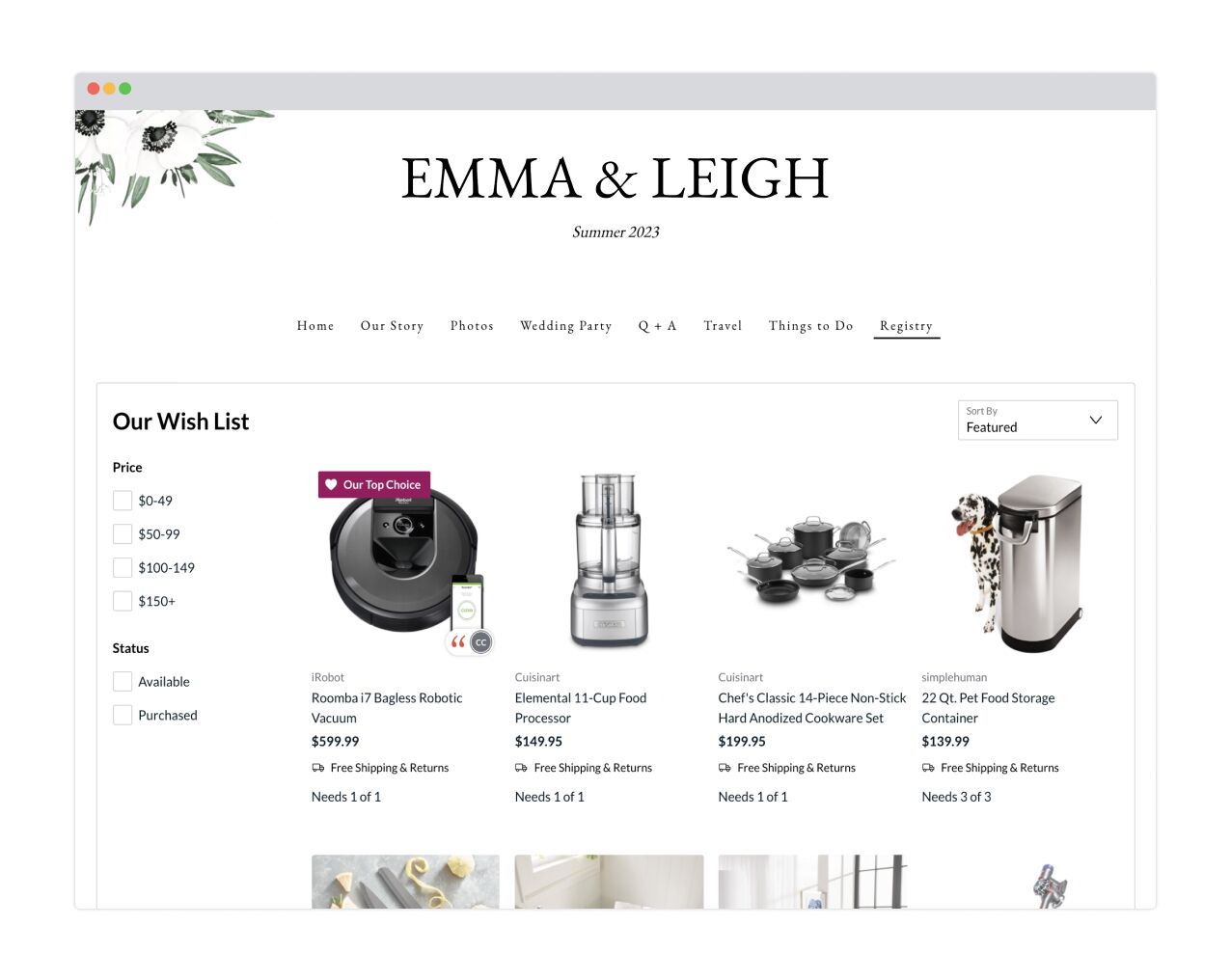 The Knot Online Wedding Registry & Gift Finder