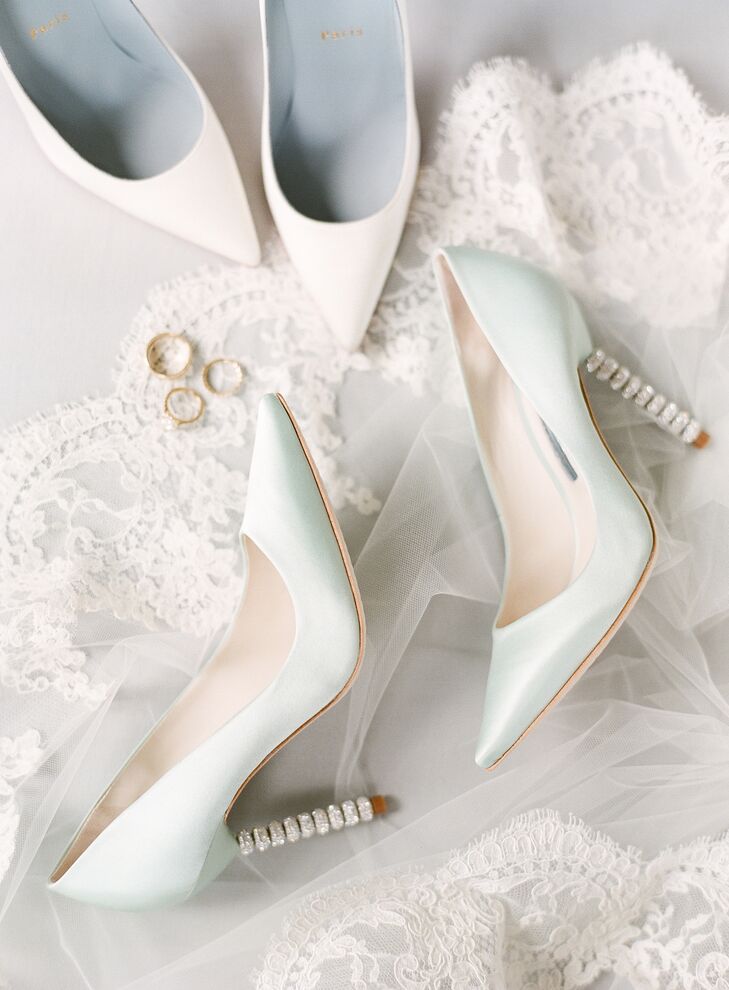 Pale Mint Stilettos with Gem-Studded Heels