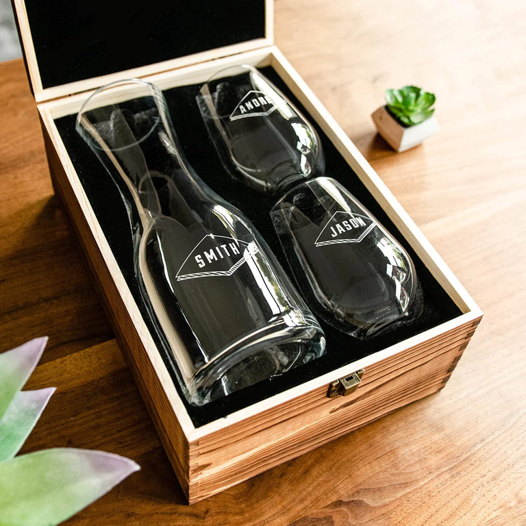 Wine decanter set from Swanky Badger for your 12th wedding anniversary celebrations