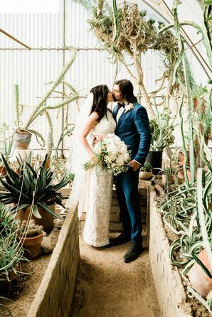 Lattice and Floral Lace Column Gown