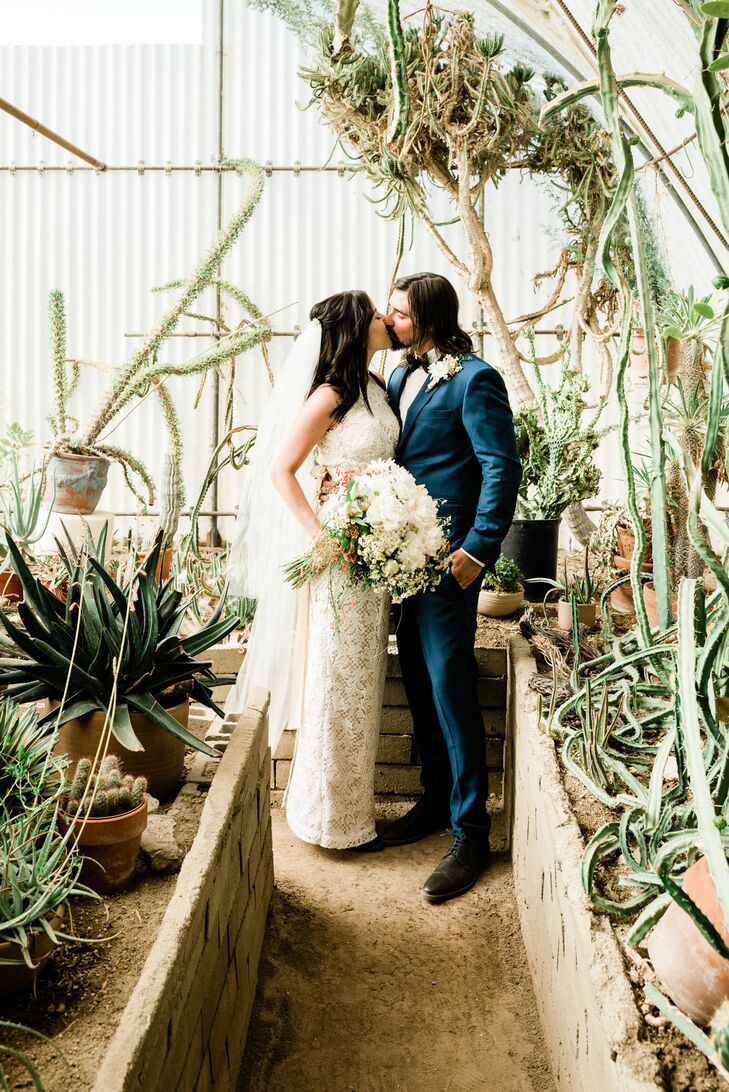 Lattice and Floral Lace Column Gown