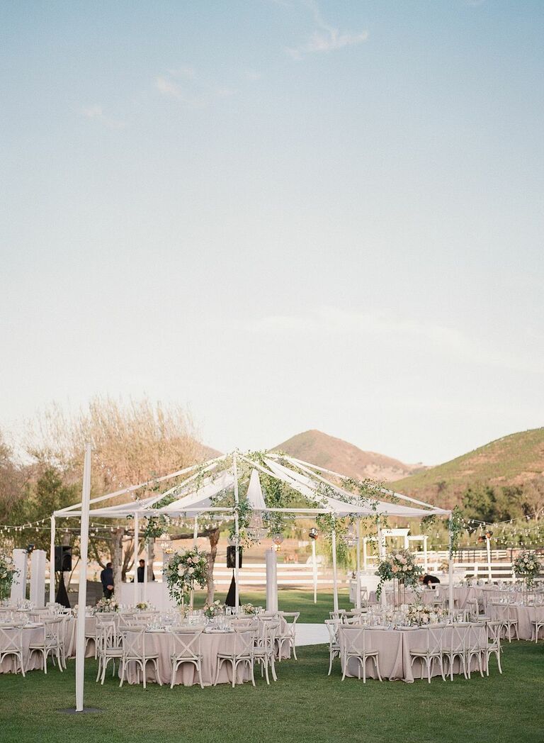 Alfresco wedding reception with draping