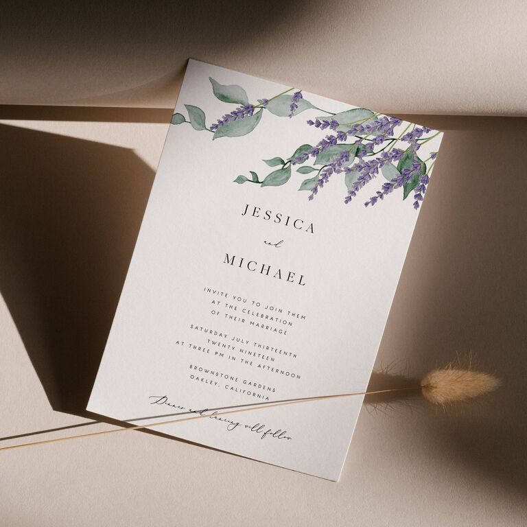 Lavender wedding invitation template personalized invitations