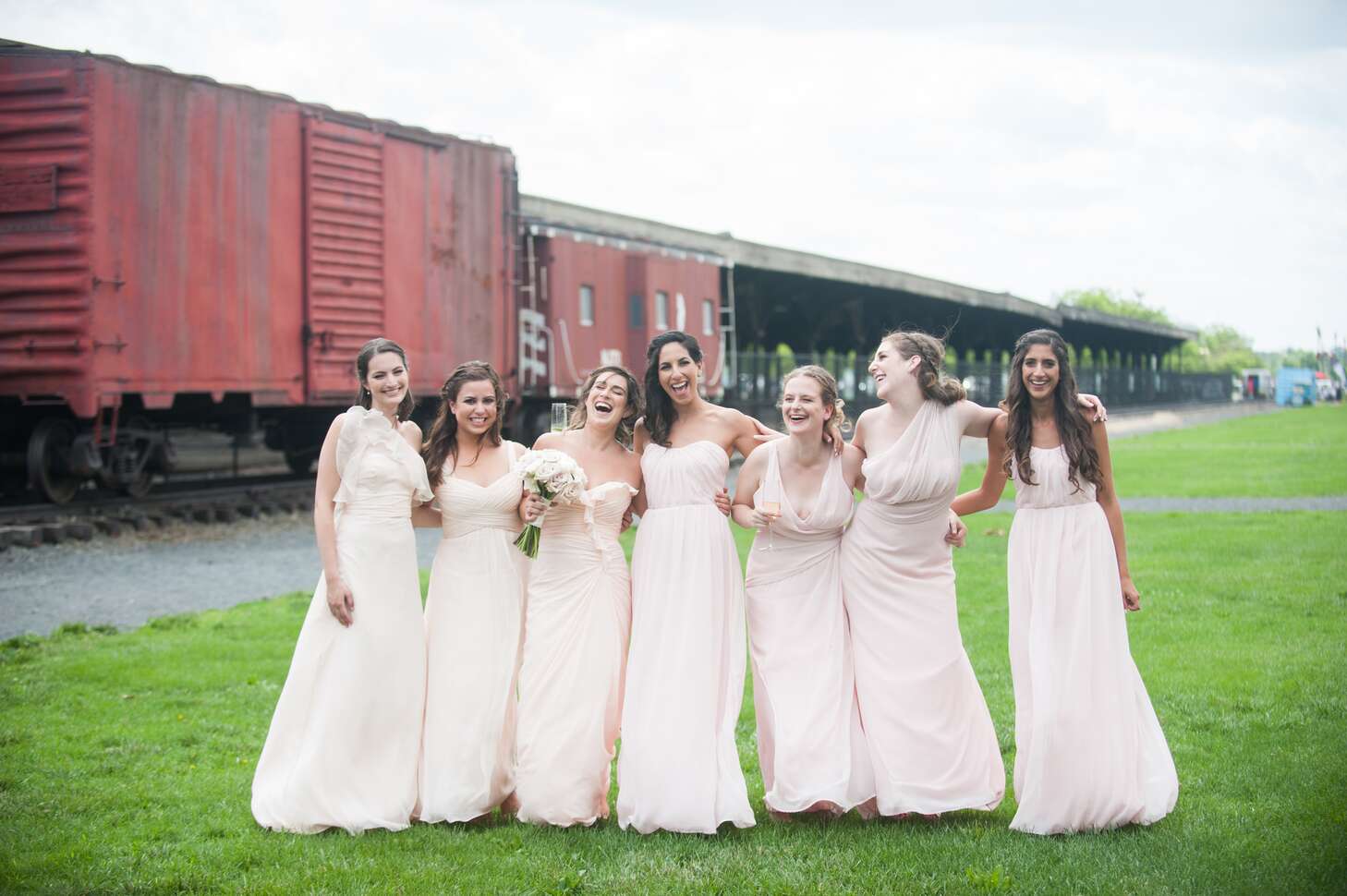 Blush Floor-Length Bridesmaid Dresses