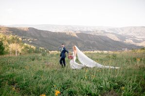 Bride and Groom Wedding Portraits at Lynn Britt Cabin in Aspen, Colorado