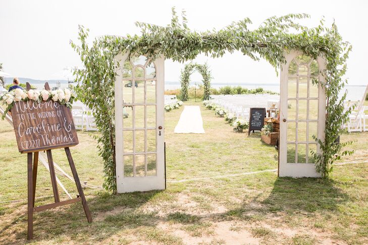 Vintage French Door Archway with Leafy Garland