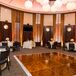 Blush pink lighting brought the ceremony and reception rooms to life. "The lighting was perfect!" the bride says. "It made the ceremony room look magical and made the reception pop even better."