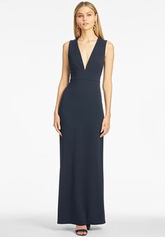 Sachin & Babi Loretta Gown - Navy V-Neck Bridesmaid Dress