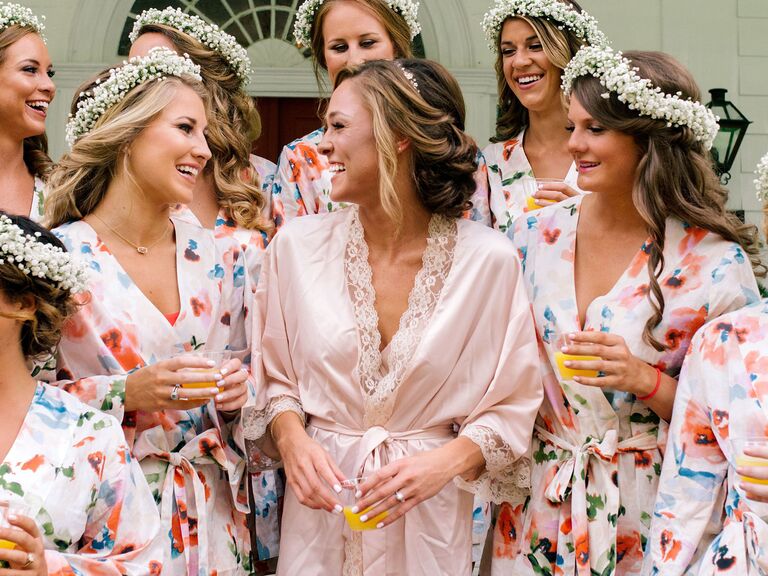 Bride with bridesmaids in robes