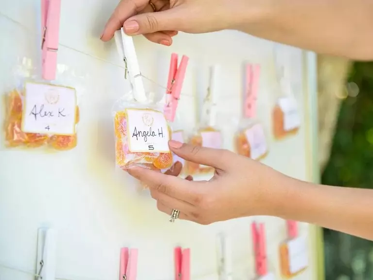 Escort wall featuring small portions of gourmet candy. 