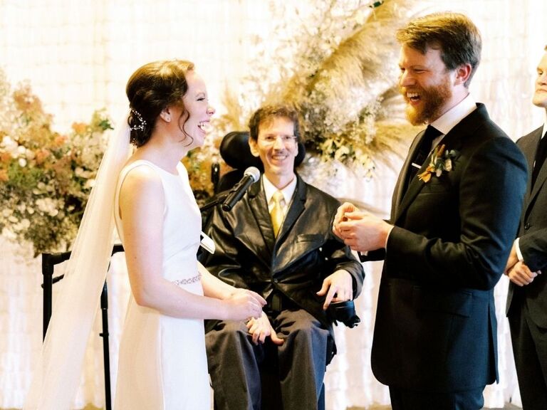 bride and groom sharing wedding vows during wedding ceremony