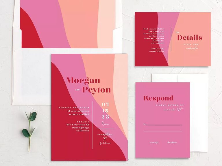 valentine's day modern retro wedding invitations