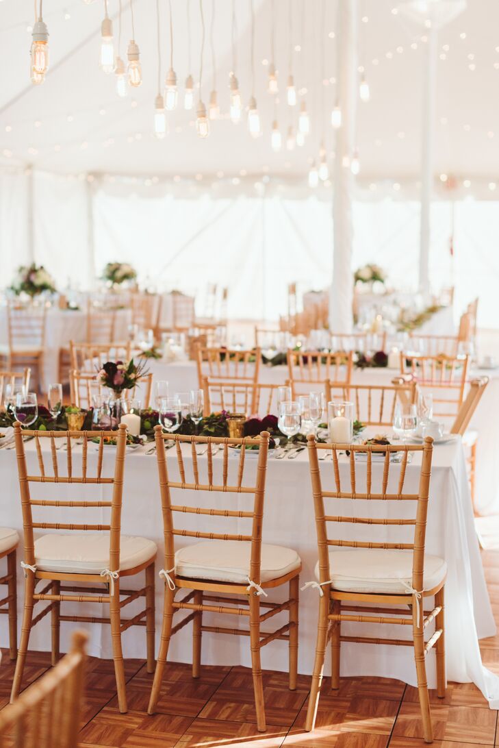 Tented Reception with Edison Bulb Installation
