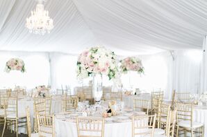 Elegant White-Tented Reception With Chandeliers