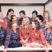Rachel and her closest friends wore matching plaid tops as they got their hair and makeup done for her special day.