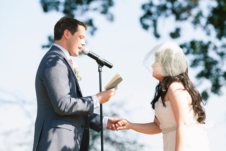Couple Saying Vows at Outdoor Ceremony