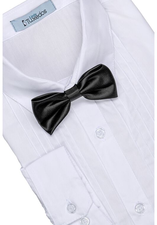Little Tuxedos "Princeton" Kids Black Tuxedo (5-Piece Set) Flower Girl Dress and Ring Bearer Outfit - 5