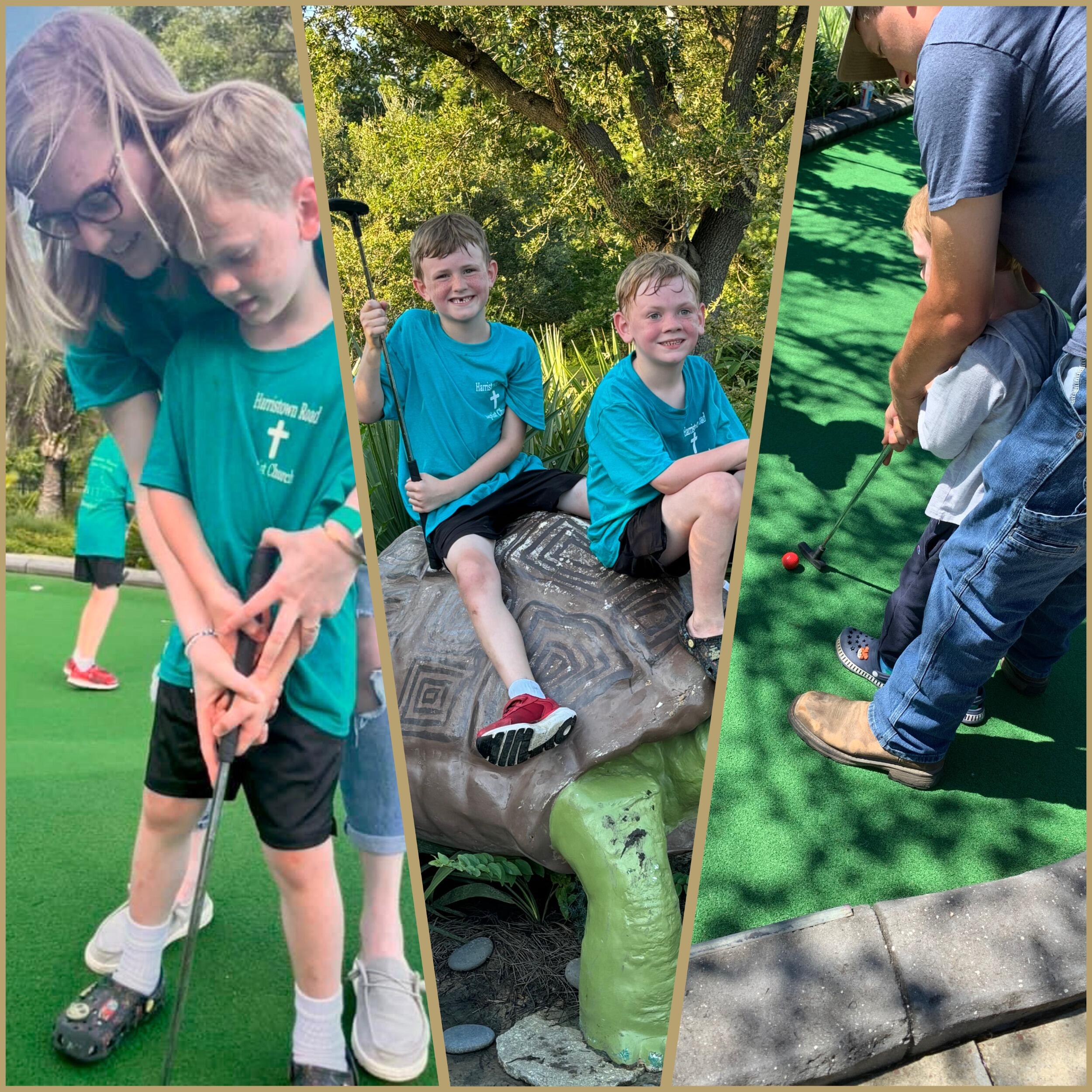 A day at Frankie’s Fun Park — competitive chaos, mini golf swings, arcade games and two little boys who take winning very seriously.