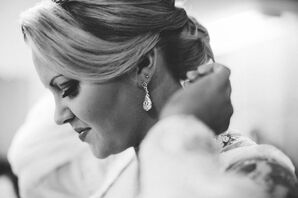 Updo Hairstyle, Crystal Teardrop Earrings