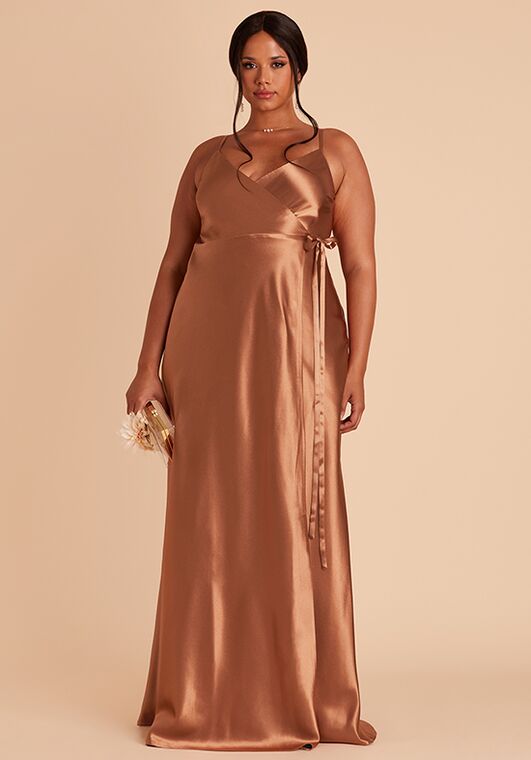 Birdy Grey Cindy Dress in Satin Rust V-Neck Bridesmaid Dress - 4