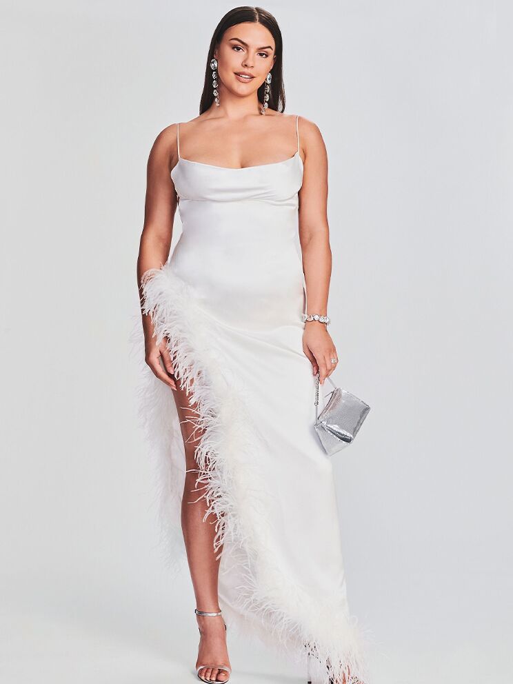 White silk bachelorette maxi dress from Retrofête