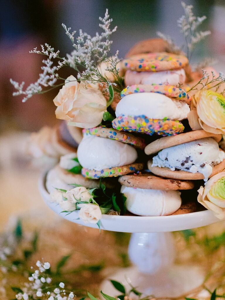 Mini ice cream sandwich dessert idea for bridal shower. 