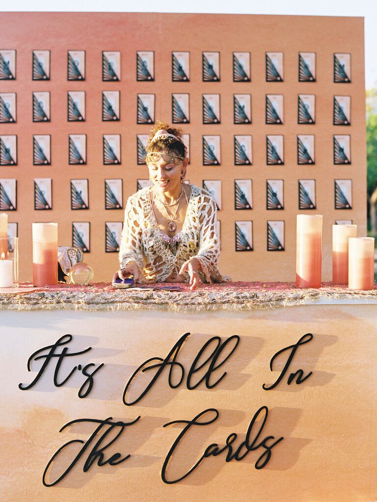 Tarot card reader at wedding reception