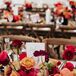 Colorful Orange-and-Red Reception Centerpiece