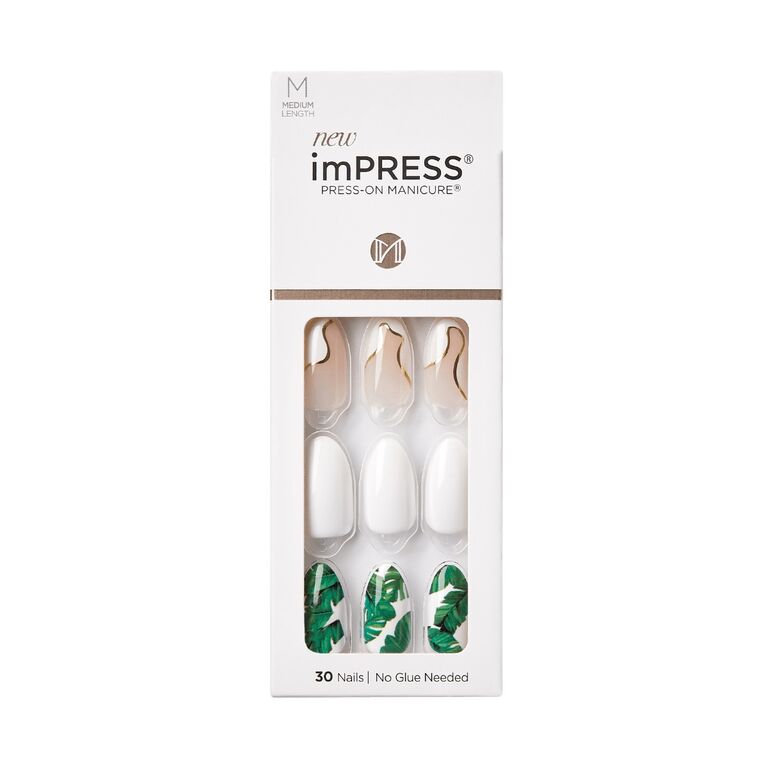 Rectangular box of fun tropical patterned press-on nails. 