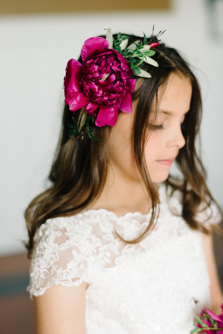 Large fuchsia peony flower crown
