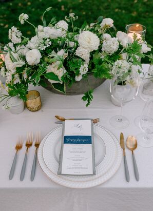 Romantic Place Setting With Gray-and-Gold Details