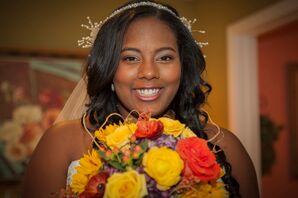 Orange and Yellow Rose Bridal Bouquet