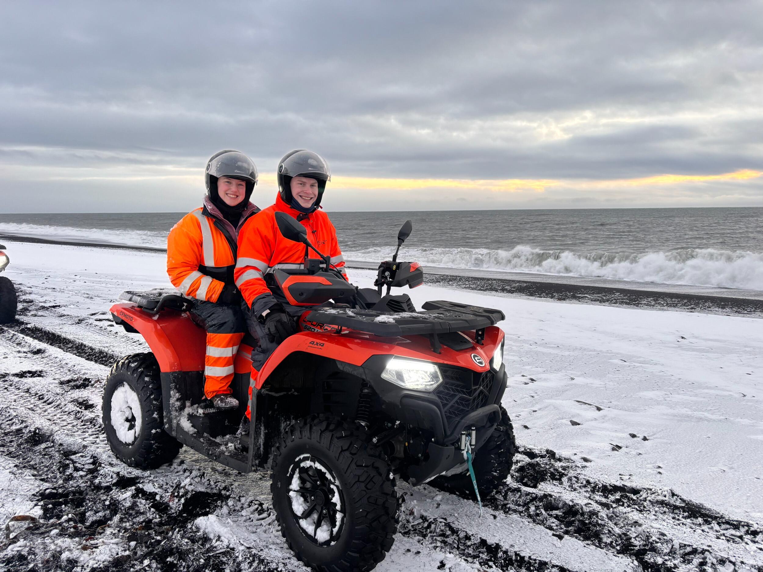 ATV-ing on the black sand beach in Iceland - was the highlight of the trip until 24 hours later, when we would find ourselves engaged.