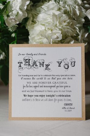 Black and White Thank You Place Cards