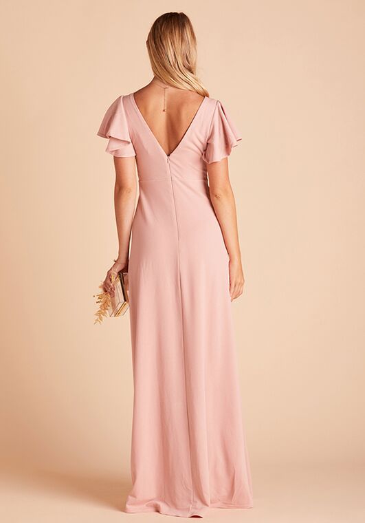 Birdy Grey Hannah Crepe Dress in Dusty Rose V-Neck Bridesmaid Dress - 3