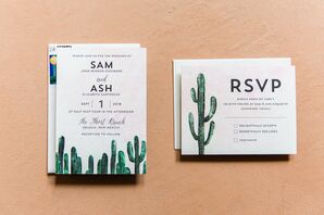 Modern Cactus Motif Invitations