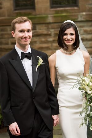 Classic Black Tux and Column Wedding Dress
