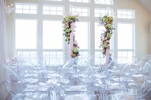 Green, Peach and Pink Wedding Arbor