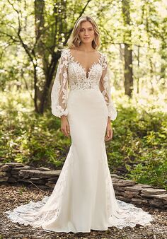 Lillian West 66338 Fit-and-Flare Wedding Dress