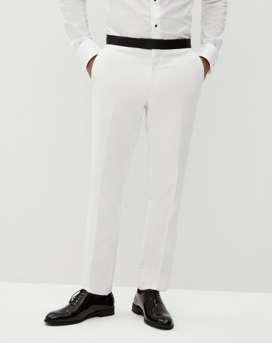 Suit Shop Men's Ivory White & Black Tuxedo Tuxedo - 5