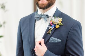 Colorful Boutonniere and Polka-Dot Pocket Square