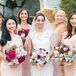 Pink Amsale Bridesmaids Dresses with Jewel-Toned Bouquets