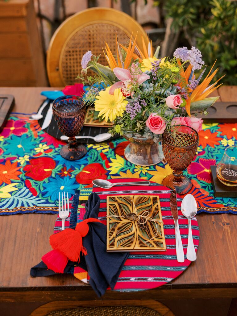 Colorful reception place setting