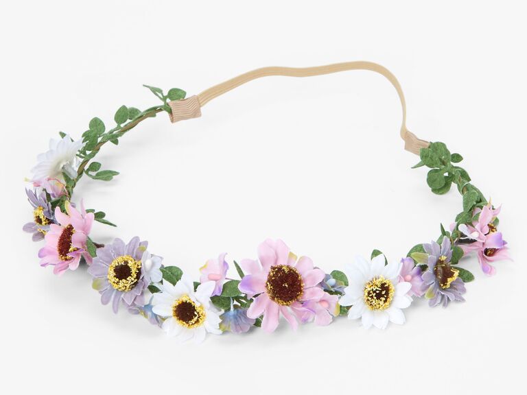 Colorful flower crown on a headband. 