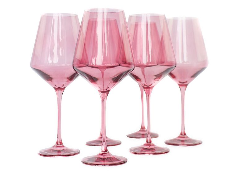 Estelle Colored Glass pink wine glasses gift for wife