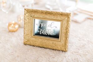 Mirrored, Gold-Framed Table Markers