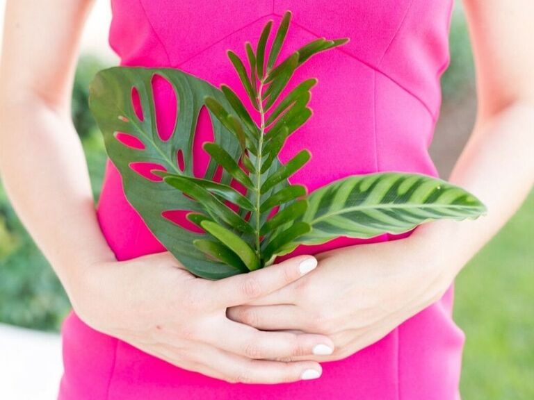 tropical leaf non-floral wedding bouquet