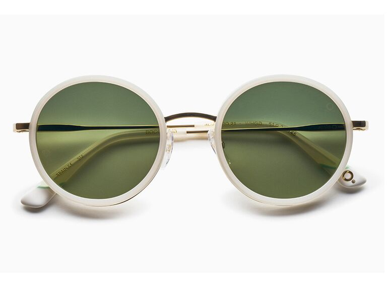 etnia barcelona white round bride sunglasses with green lenses