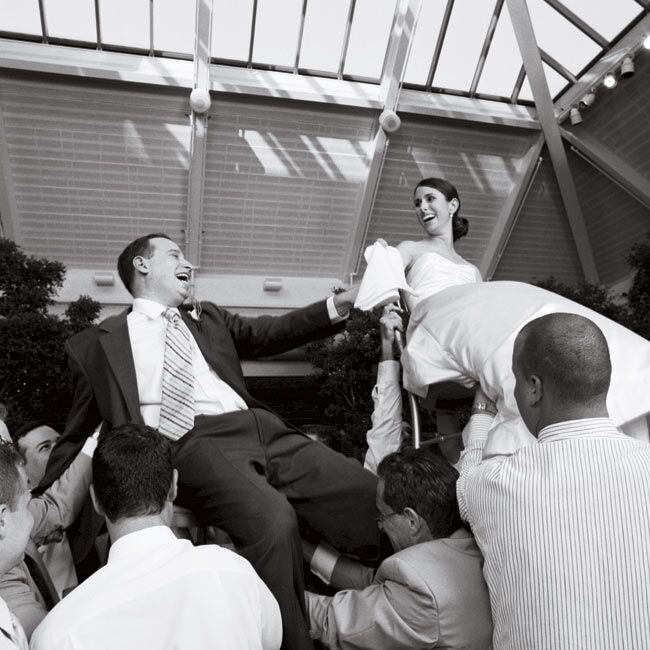 The Jewish couple incorporated many traditions into their day to honor their heritage, including the hora dance.
