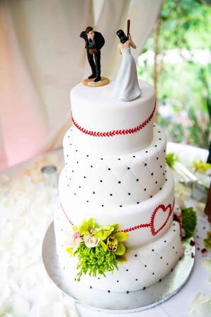 Baseball-Inspired White Wedding Cake